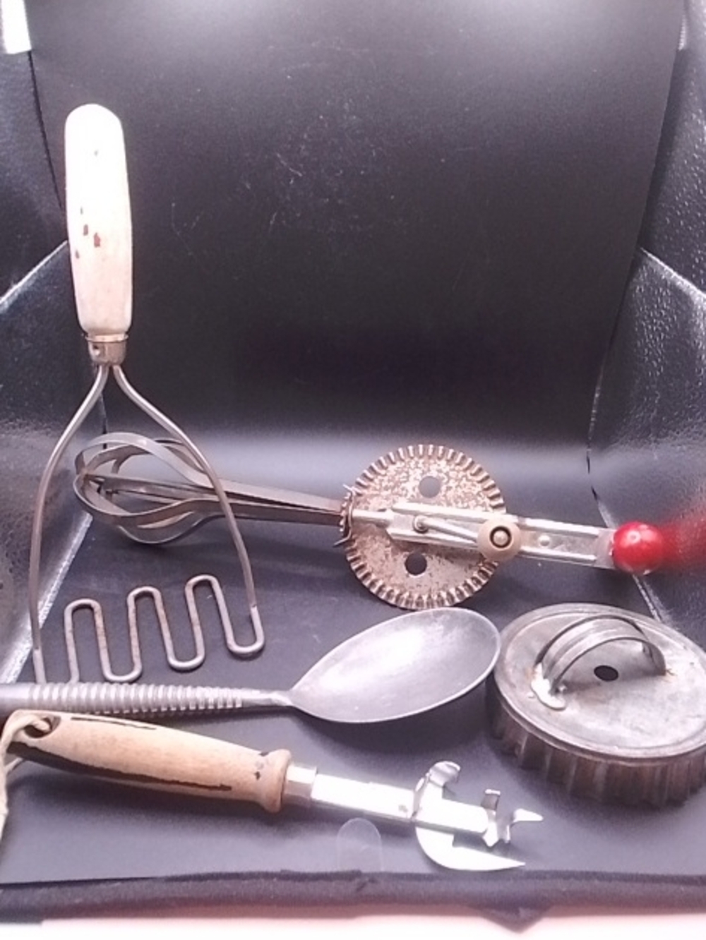 Grouping Of Vintage Kitchen Utensils Red Handled Mix Metal/Wood #3